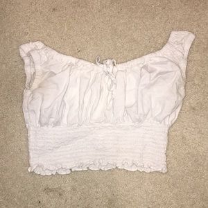 BRANDY MELVILLE white cropped off-the-shoulder top